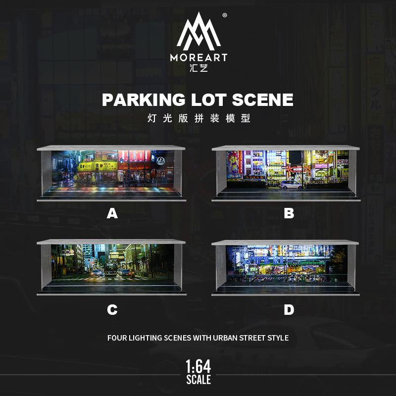 MoreArt 1/64 Lighting Scenes with Urban Street Style Parking Lot Scene Diorama- Set C