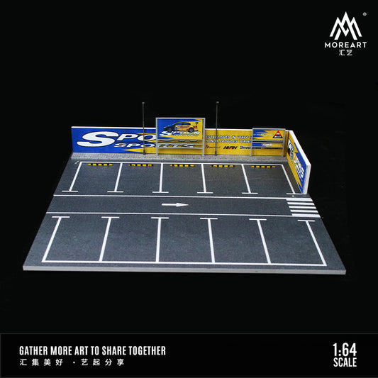 MoreArt 1/64 Car Park Parking Lot Scene Outdoor Diorama with LED Light- Spoon Edition