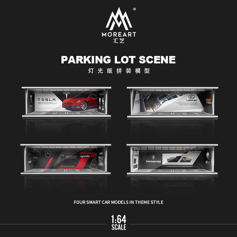 MoreArt 1/64 Parking Lot Scene Diorama with LED Light- Lexus Edition