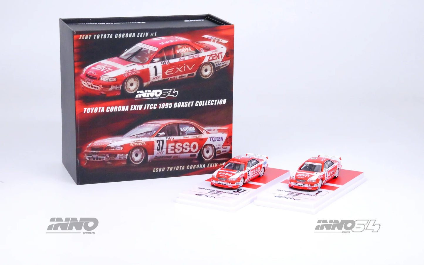 INNO64 1:64 Toyota Corona EXIV JTCC 1995 Boxset Collection #1 "ZENT" M. SEKIYA / #37 "ESSO" M. KRUMM