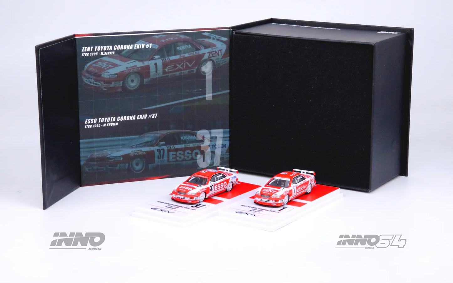 INNO64 1:64 Toyota Corona EXIV JTCC 1995 Boxset Collection #1 "ZENT" M. SEKIYA / #37 "ESSO" M. KRUMM