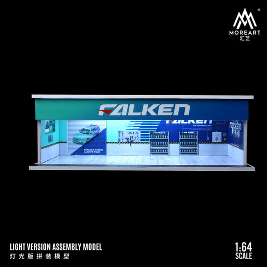 MoreArt 1/64 Maintenance Workshop Scene Diorama with LED Light- Falken Edition