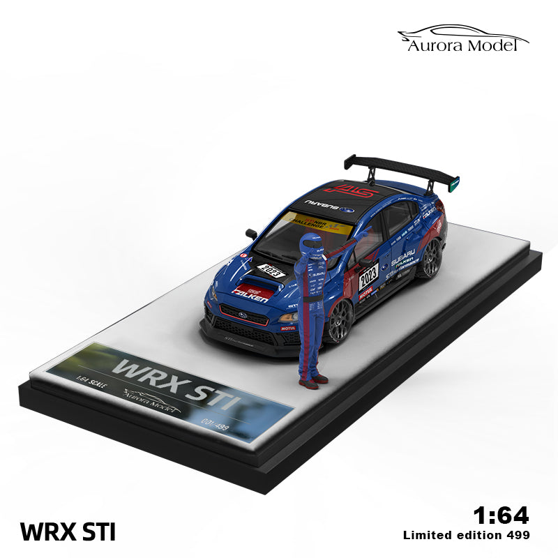 Aurora Model 1:64 Subaru WRX STI Nurburging WRX NBR Challenge 2023 Blue with Driver Figure