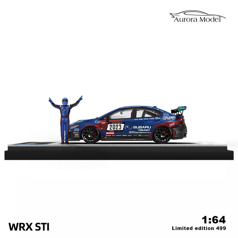 Aurora Model 1:64 Subaru WRX STI Nurburging WRX NBR Challenge 2023 Blue with Driver Figure