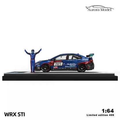 Aurora Model 1:64 Subaru WRX STI Nurburging WRX NBR Challenge 2023 Blue with Driver Figure