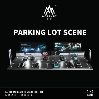 MoreArt 1/64 Car Park Parking Lot Scene Outdoor Diorama with LED Light- Rolls Royce Edition