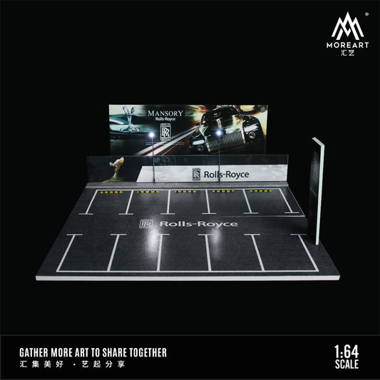 MoreArt 1/64 Car Park Parking Lot Scene Outdoor Diorama with LED Light- Rolls Royce Edition