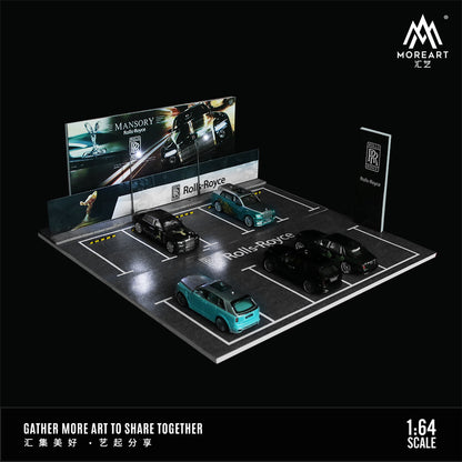 MoreArt 1/64 Car Park Parking Lot Scene Outdoor Diorama with LED Light- Rolls Royce Edition