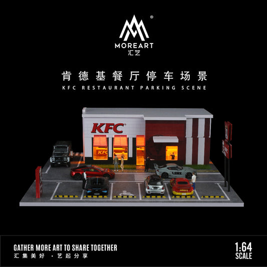 MoreArt 1:64 KFC Restaurant Parking Scene LED Light Diorama with Parking Lot
