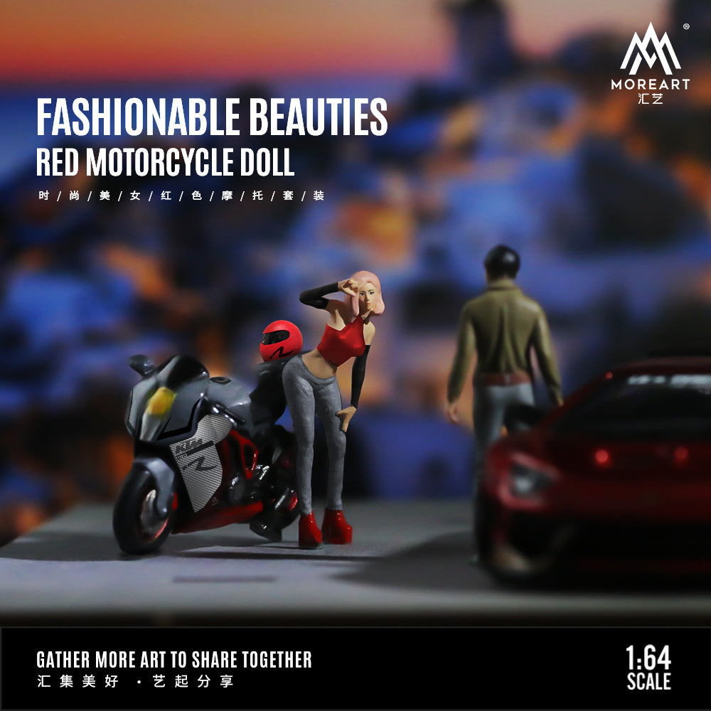 MoreArt 1:64 KTM Fashionable Beauties Red Motorcycle Doll Set (1 Motorcycle + 1 Figure)