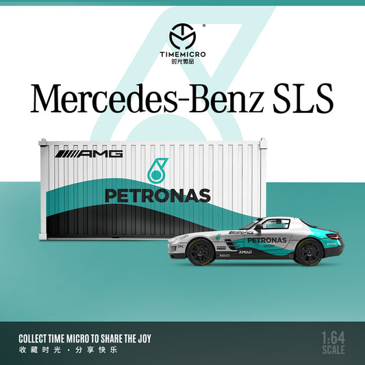 Time Micro 1:64 Mercedes Benz SLS Petronas Car and Full Metal Container set