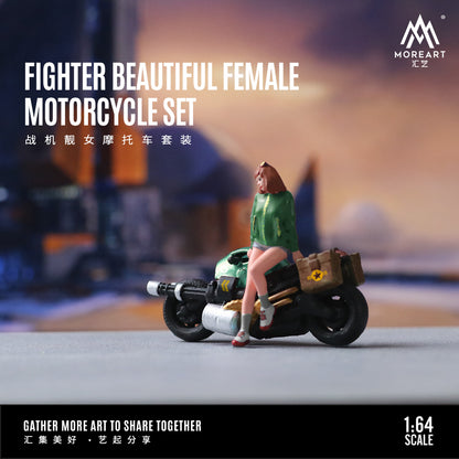 MoreArt 1:64 Fighter Beauty Motorcycle Doll Set (1 Motorcycle + 1 Figure)