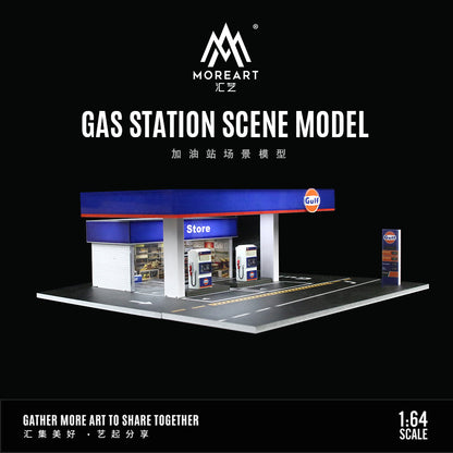 MoreArt 1:64 Gulf Petrol Gas Station Scene Model LED Diorama