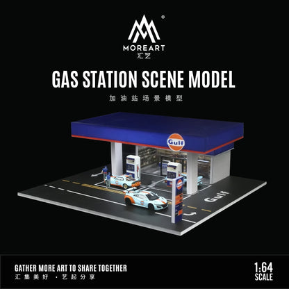 MoreArt 1:64 Gulf Petrol Gas Station Scene Model LED Diorama