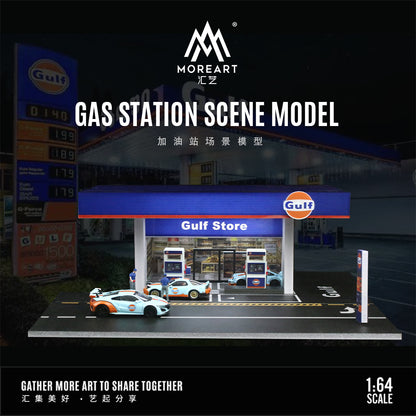 MoreArt 1:64 Gulf Petrol Gas Station Scene Model LED Diorama