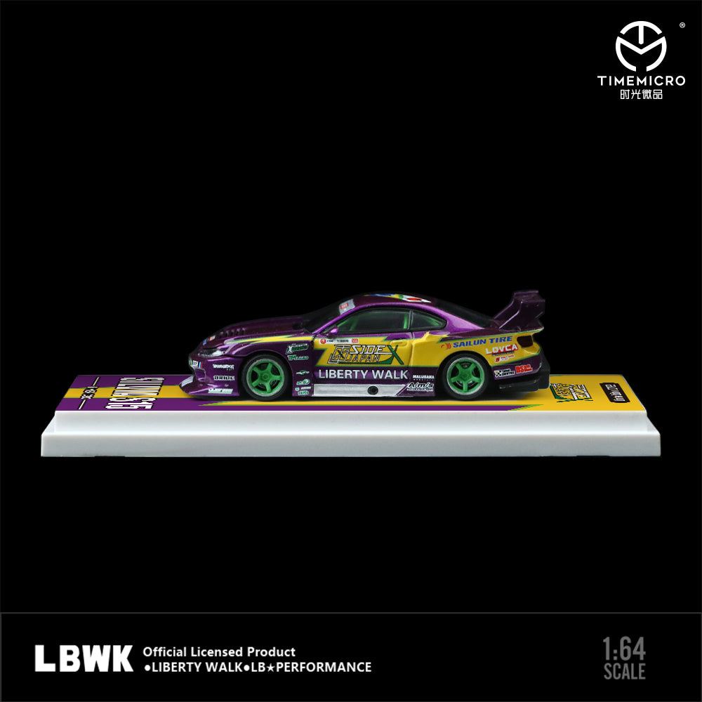 Time Micro 1:64 Nissan Silvia S15 LBWK Purple Flash Openable Engine Hood - Gift Box Version