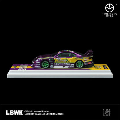 Time Micro 1:64 Nissan Silvia S15 LBWK Purple Flash Openable Engine Hood - Gift Box Version