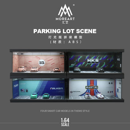 MoreArt 1/64 Parking Lot Scene Diorama Premier ABS Material Version with LED Light - Martini Edition