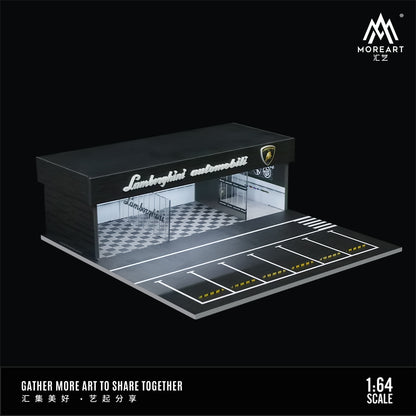 MoreArt 1:64 Lamborghini Assembly and Modification Shop with Car Park LED Light Diorama