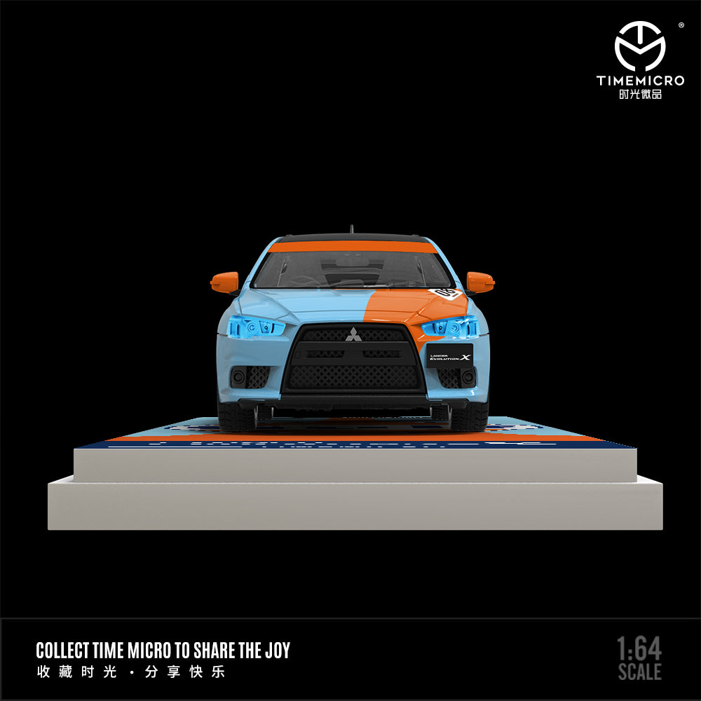 Time Micro 1:64 Mitsubishi Lancer Evolution X Evo 10 Gulf Edition with Model Girl Figure