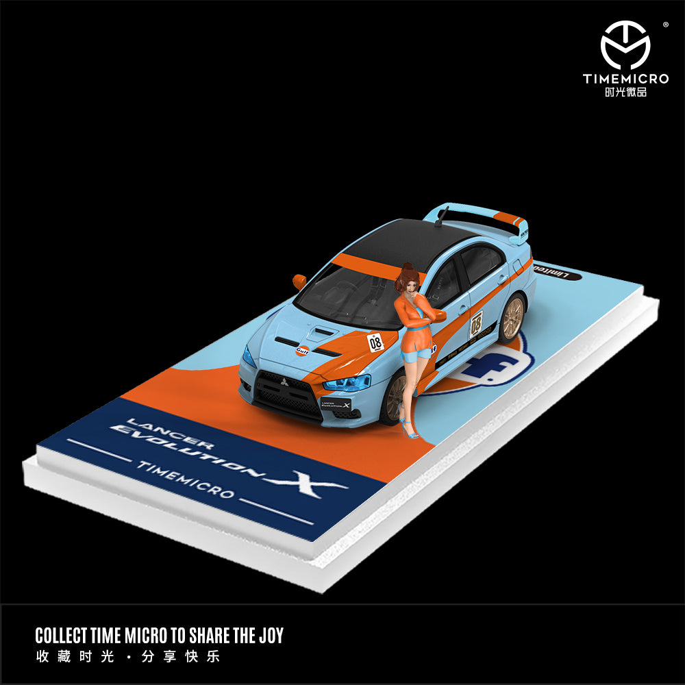 Time Micro 1:64 Mitsubishi Lancer Evolution X Evo 10 Gulf Edition with Model Girl Figure