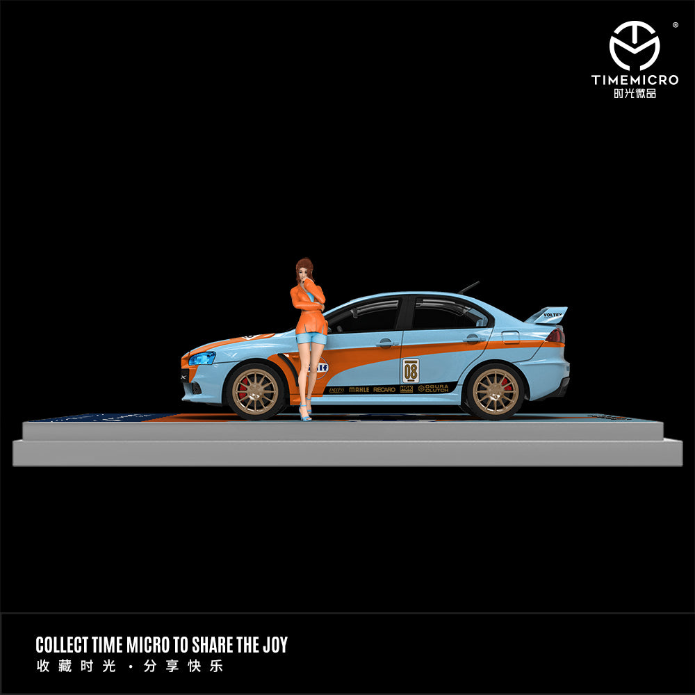 Time Micro 1:64 Mitsubishi Lancer Evolution X Evo 10 Gulf Edition with Model Girl Figure