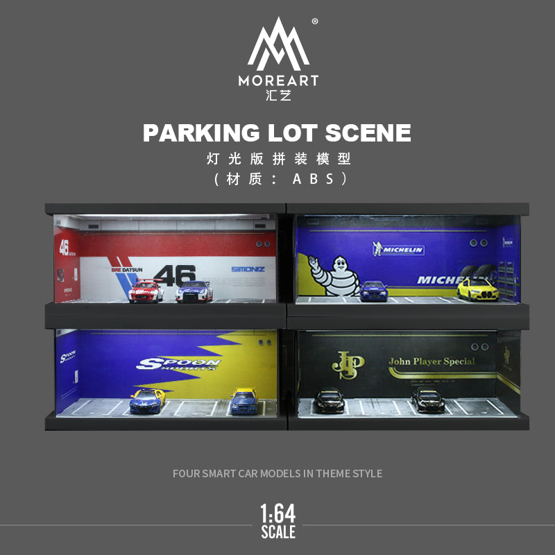 MoreArt 1/64 Parking Lot Scene Diorama Premier ABS Material Version with LED Light - JPS Edition
