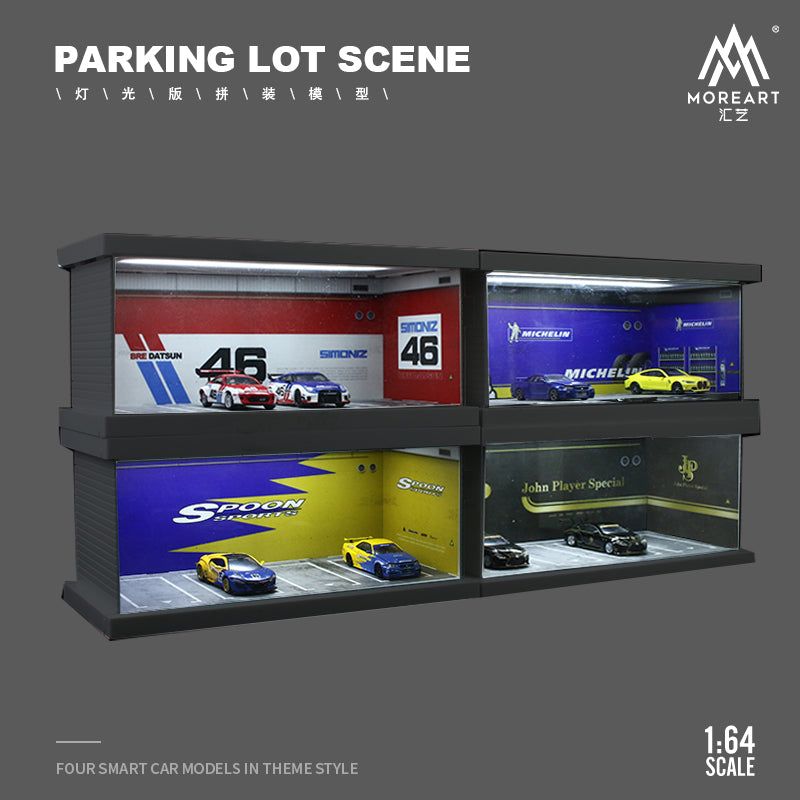 MoreArt 1/64 Parking Lot Scene Diorama Premier ABS Material Version with LED Light - JPS Edition