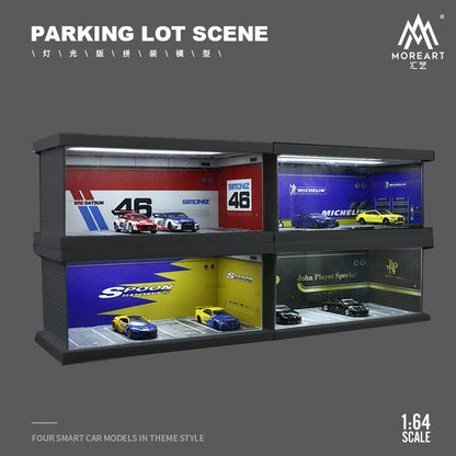 MoreArt 1/64 Parking Lot Scene Diorama Premier ABS Material Version with LED Light - JPS Edition