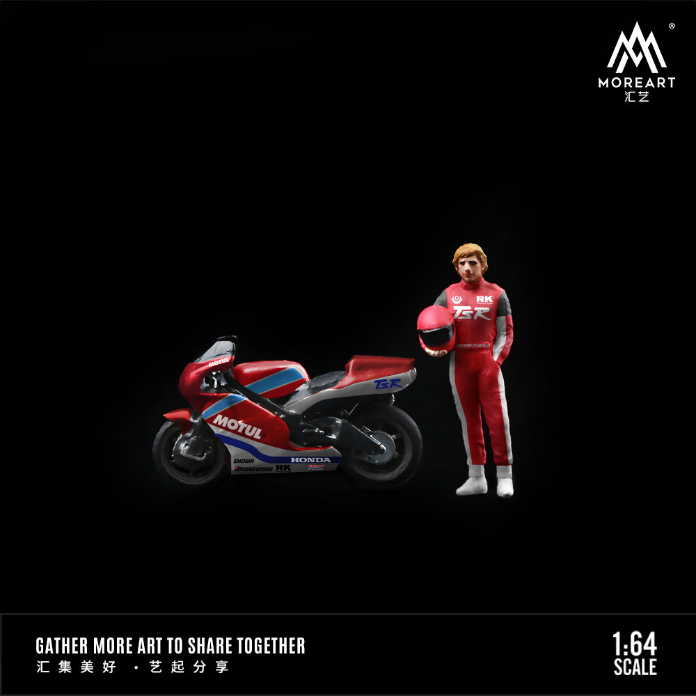 MoreArt 1:64 Honda Racing Red Motorcycle Driver Doll Set (1 Motorcycle + 1 Figure)