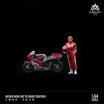 MoreArt 1:64 Honda Racing Red Motorcycle Driver Doll Set (1 Motorcycle + 1 Figure)