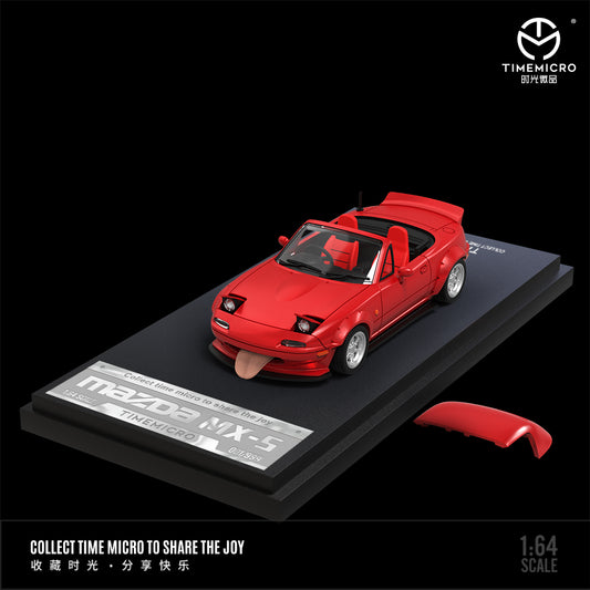 Time Micro 1:64 Mazda MX5 MX-5 Metallic Red Foldable Head Lights Removable Roof