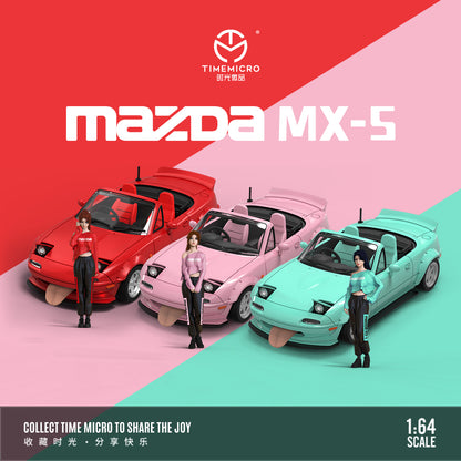 Time Micro 1:64 Mazda MX5 MX-5 Metallic Red Foldable Head Lights Removable Roof