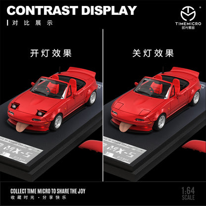 Time Micro 1:64 Mazda MX5 MX-5 Metallic Red Foldable Head Lights Removable Roof