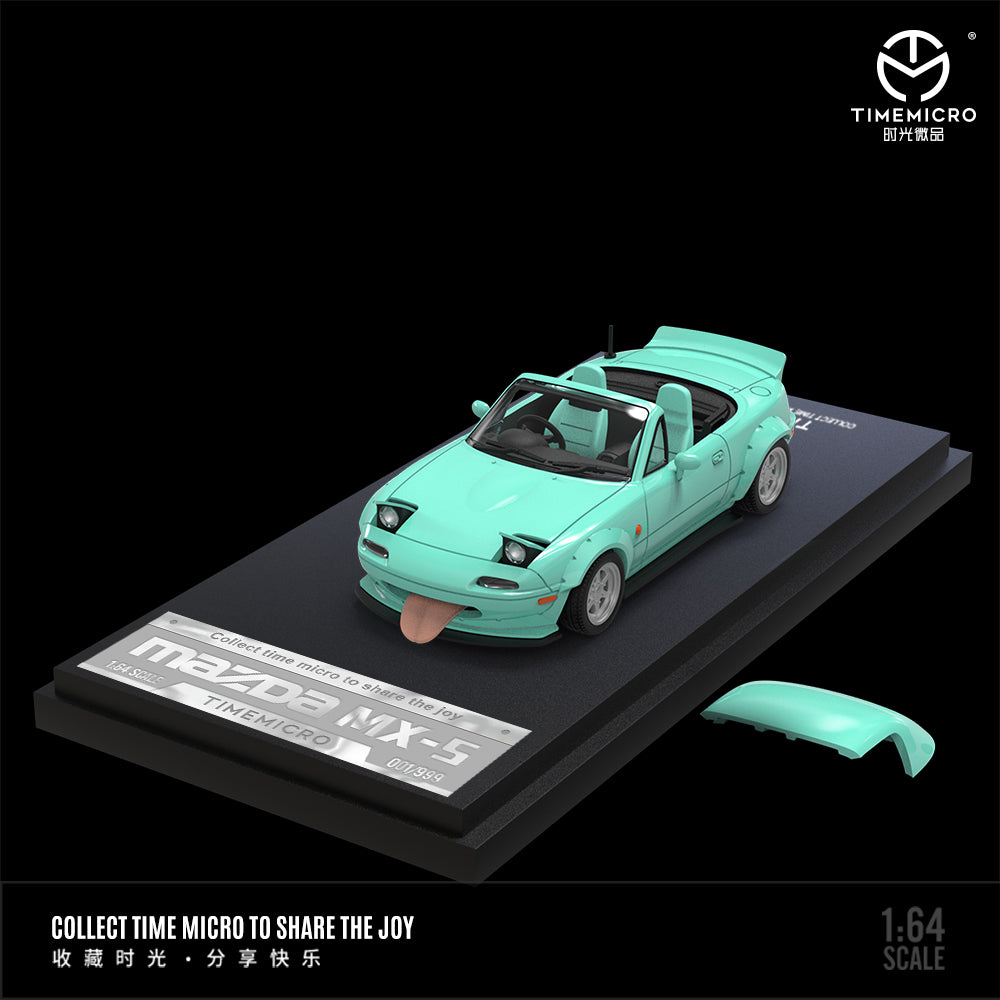 Time Micro 1:64 Mazda MX5 MX-5 Tiffany Blue Foldable Head Lights Removable Roof