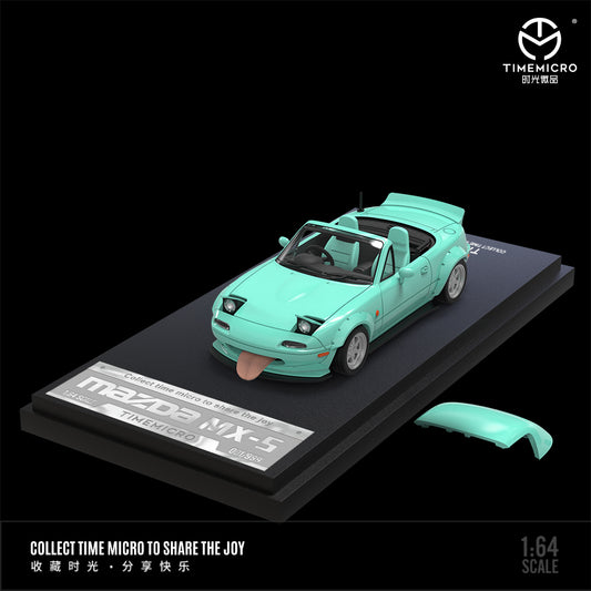 Time Micro 1:64 Mazda MX5 MX-5 Tiffany Blue Foldable Head Lights Removable Roof