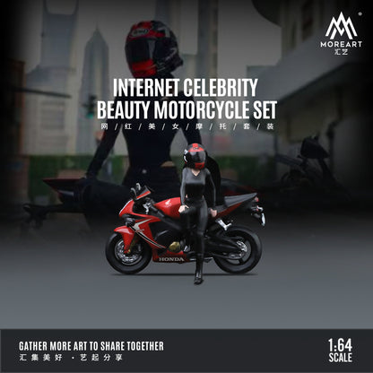 MoreArt 1:64 Honda Internet Celebrity Beauty Motorcycle Doll Set (1 Motorcycle + 1 Figure)