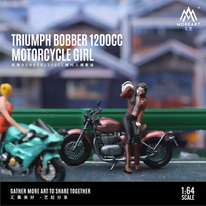 MoreArt 1:64 Triumph Bobber 1200CC Motorcycle with Girl Set (1 Resin Motorcycle + 1 Model Girl Figure)