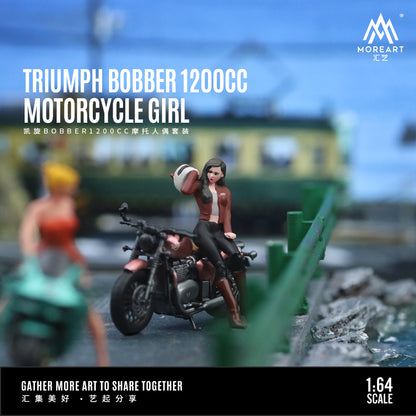 MoreArt 1:64 Triumph Bobber 1200CC Motorcycle with Girl Set (1 Resin Motorcycle + 1 Model Girl Figure)