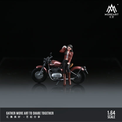 MoreArt 1:64 Triumph Bobber 1200CC Motorcycle with Girl Set (1 Resin Motorcycle + 1 Model Girl Figure)