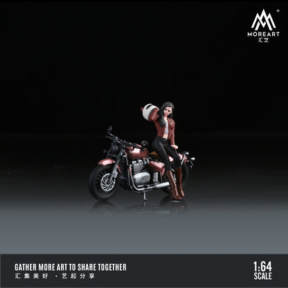 MoreArt 1:64 Triumph Bobber 1200CC Motorcycle with Girl Set (1 Resin Motorcycle + 1 Model Girl Figure)