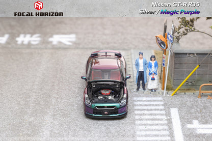 Focal Horizon 1:64 Nissan Skyline GT-R R35 Openable Engine Hood Chameleon Magic Purple