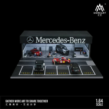 MoreArt 1:64 Mercedes Benz Assembly and Modification Shop with Car Park LED Light Diorama