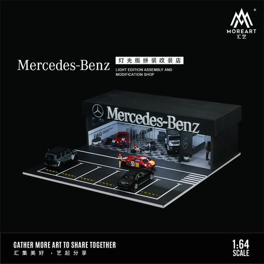 MoreArt 1:64 Mercedes Benz Assembly and Modification Shop with Car Park LED Light Diorama