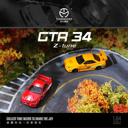 Time Micro 1:64 Nissan Skyline GT-R R34 Z-Tune Fast & Furious Orange Openable Engine Hood