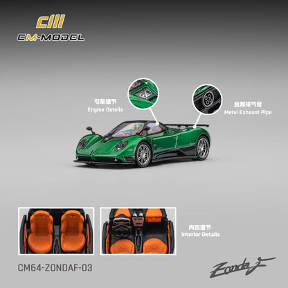 CM Model 1:64 Pagani Zonda F Metallic Emerald Green Pagani Official Licensed