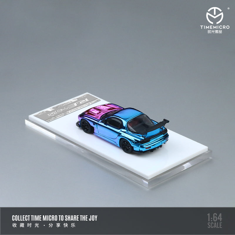 Time Micro 1:64 Mazda RX-7 FD3S RE-Amemiya Chrome Blue Pink Openable Engine Hood