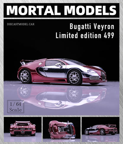 Mortal 1:64 Bugatti Veyron Clear Pan Roof Adjustable Spoiler Chrome Red Limited 499 Pieces