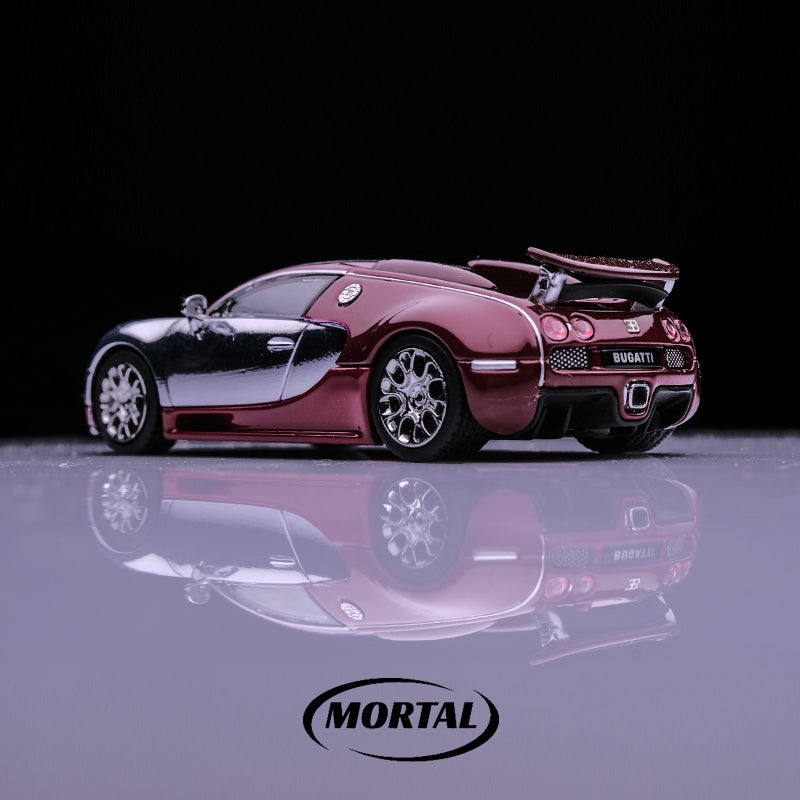 Mortal 1:64 Bugatti Veyron Clear Pan Roof Adjustable Spoiler Chrome Red Limited 499 Pieces