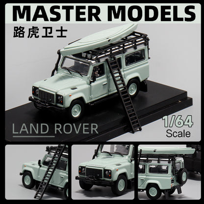 Master Model 1:64 Land Rover Defender 110 Light Green Edition with Roof Rack + Kayak + Ladder